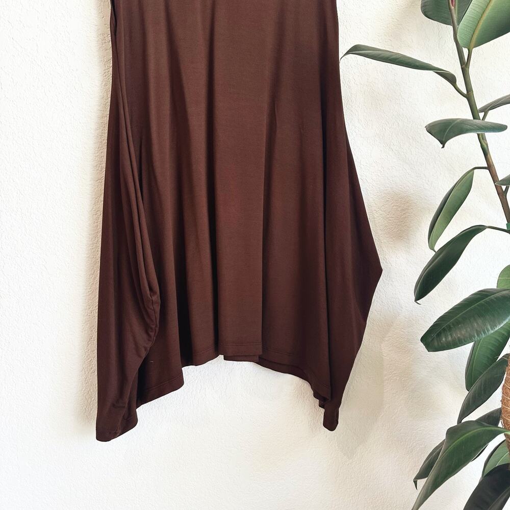 Bryn Walker Zia Rayon Tunic Dress Medium Brown Oversized Lagenlook Minimalist - Picture 4 of 10